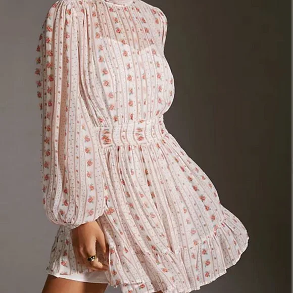 Anthropologie XL NWT Let Me Be Mock Neck Sheer Mini Dress - Picture 4 of 9